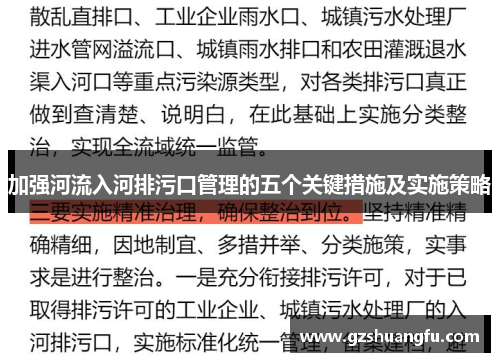 加强河流入河排污口管理的五个关键措施及实施策略